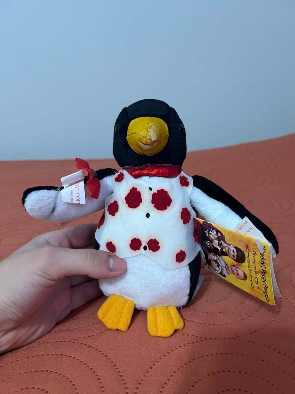 Buddy Poppy Penguin Remembrance Plush with Vest and Poppy Flower